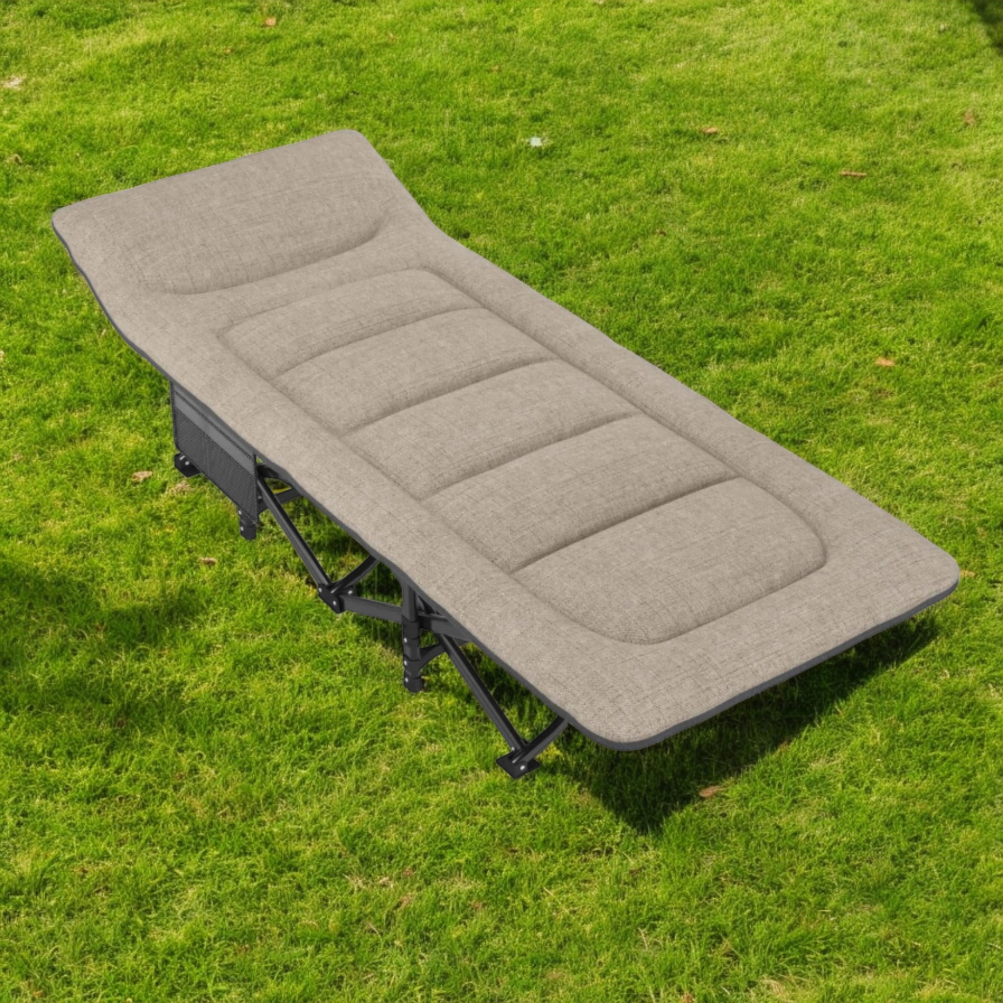 Шезлонг раскладной WCG CC-S07 с матрасом и подушкой Черно-серый (CC-S071)