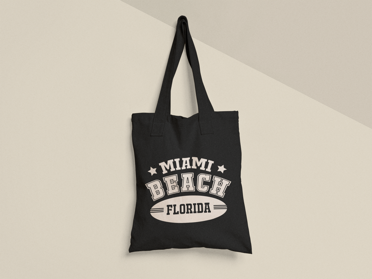 Эко-сумка шоппер с принтом "Miami beach florida" 38х40 см Черный (ПН461-Т1)