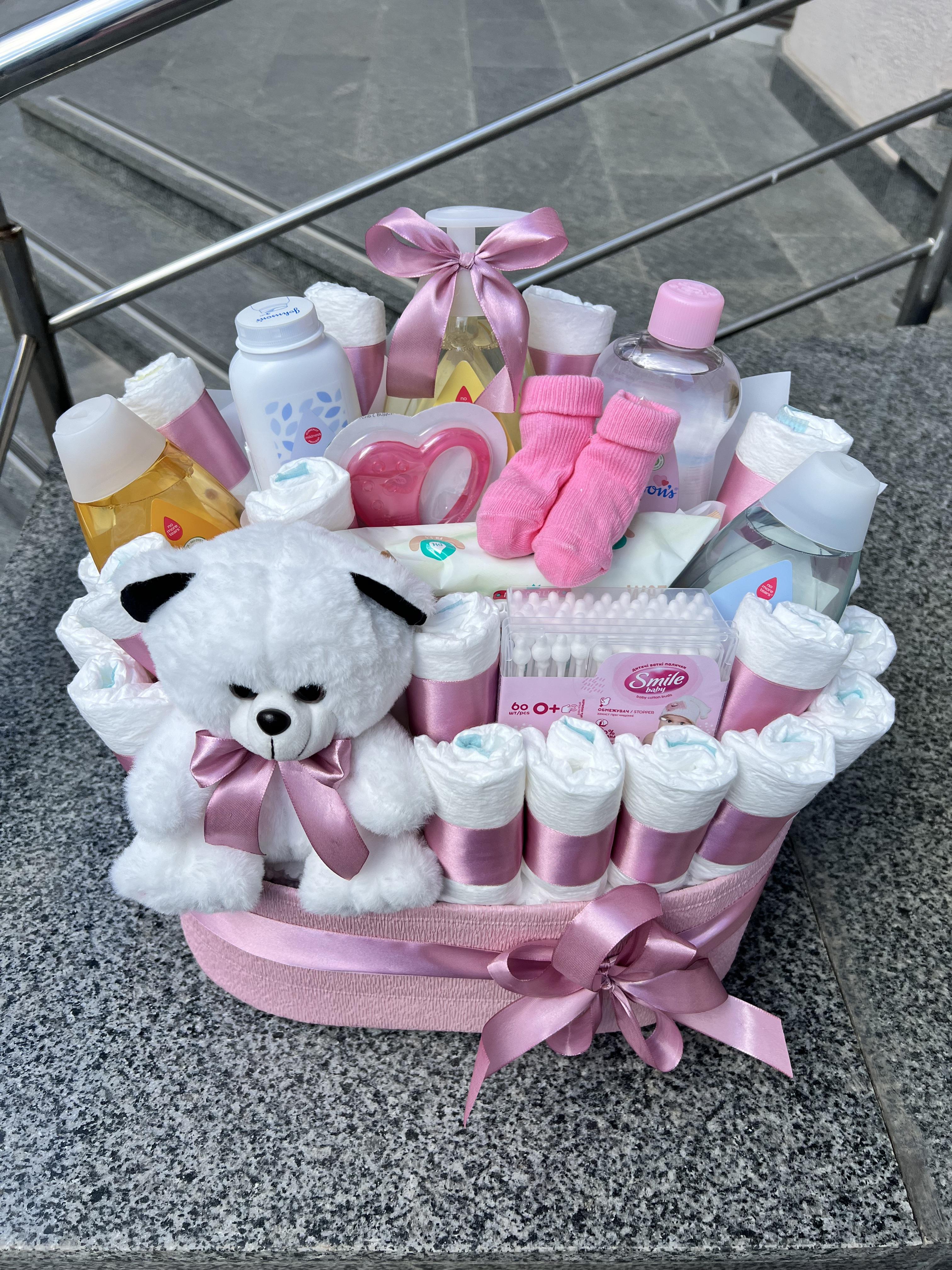Подарунковий бокс Букет в пологовий з памперсами та дитячою косметикою (10112) - фото 6