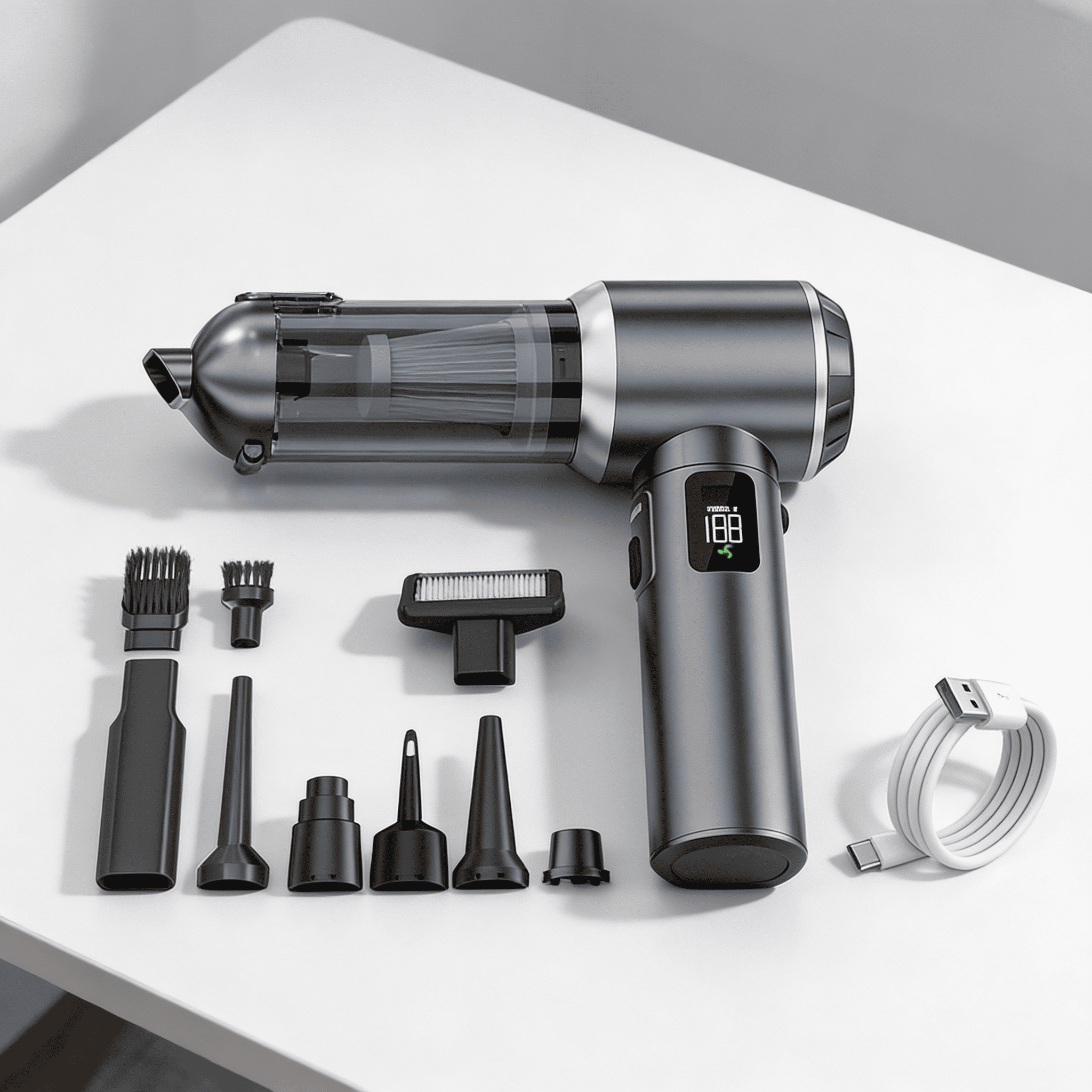 Автопылесос беспроводной 4в1 аккумуляторный с OLED-дисплеем и HEPA-фильтром 6000 мАч Черный (HP-11-6703BB)