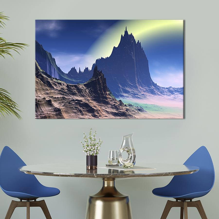 Картина на холсте Космический горный пейзаж 122x81 см (637-1)