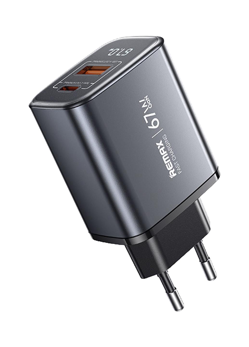 Сетевое зарядное устройство Remax U2-AC67W 67W GaN/USB Type-C/USB-A/цифровой дисплей
