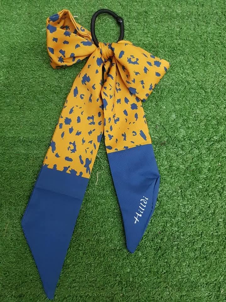 Хустка-стрічка шовкова твілі для волосся та декорування 96х6 см Жовто-синій - фото 2 Хустка-стрічка шовкова твілі для волосся та декорування 96х6 см Жовто-синій - фото 2