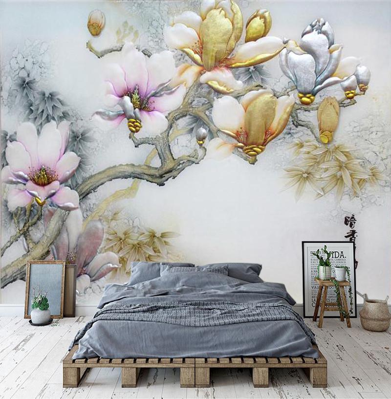 Фотошпалери 3D флізелінові квіткові для спальні/зали/кухні Різнокольорові квіти на гілці