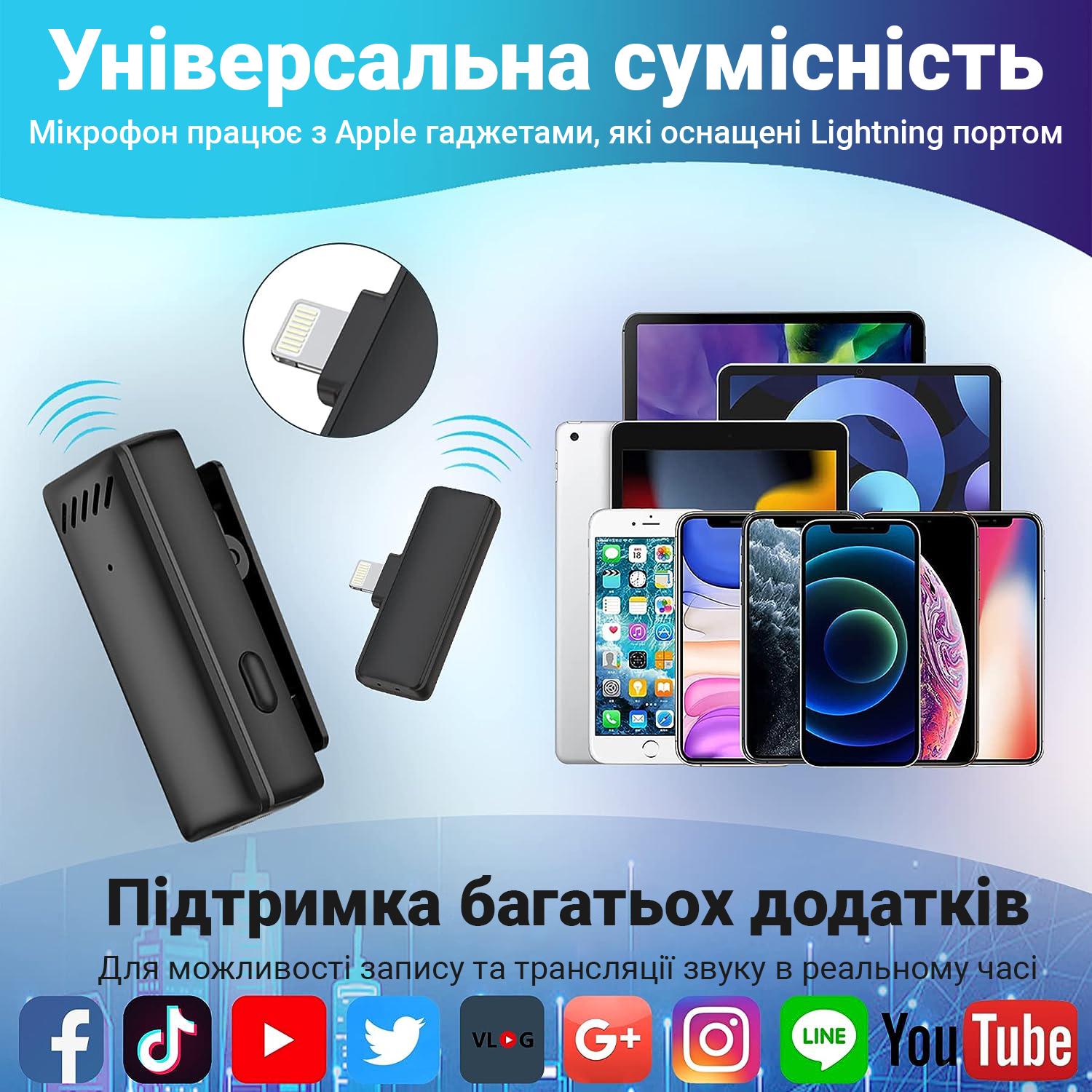 Микрофон петличный беспроводной Savetek P32 с Lightning с зарядным кейсом для iPhone/iPad/Macbook 2,4 ГГц - фото 14