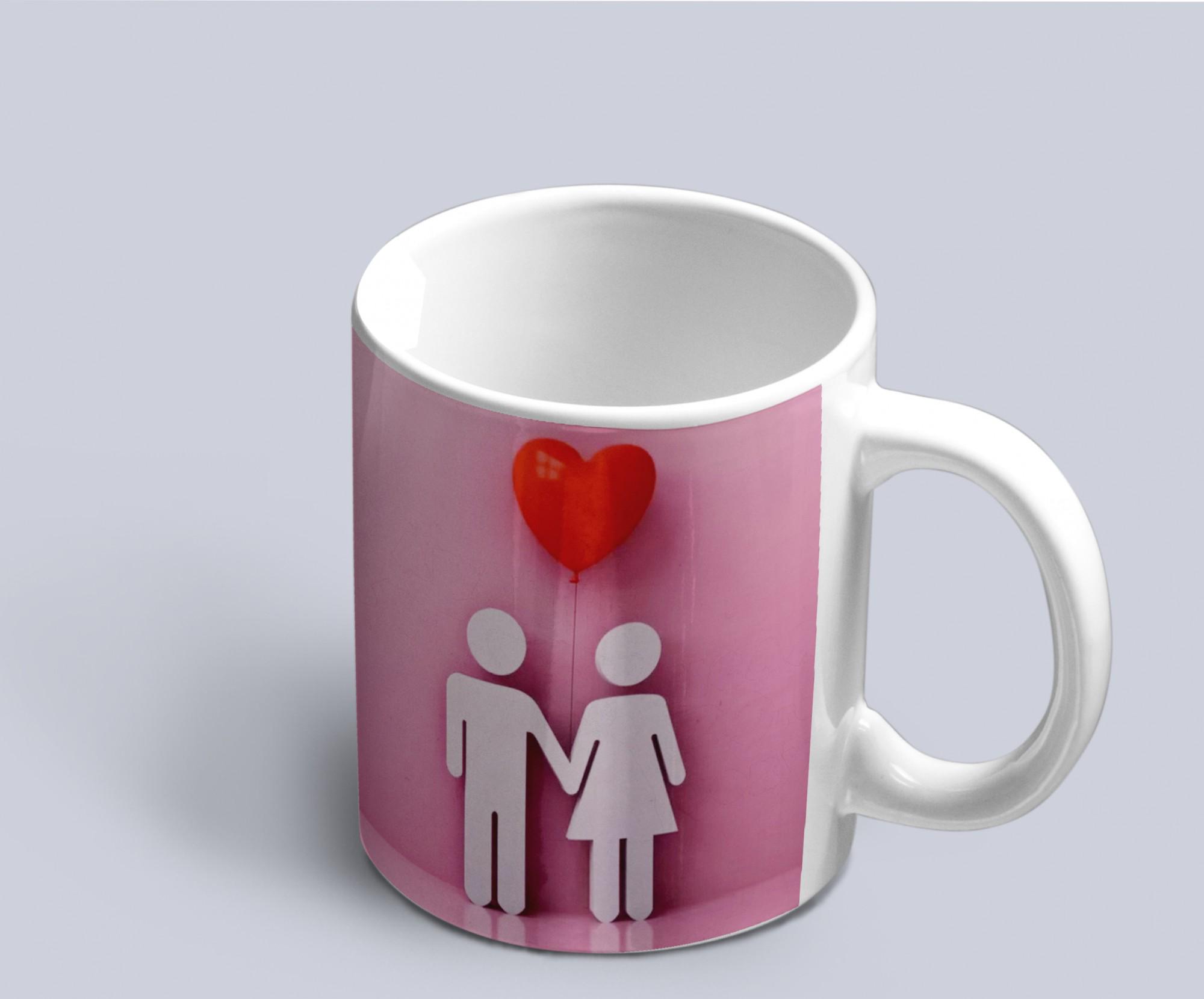 Чашка с принтом Силуэты с сердцем (02010115033)