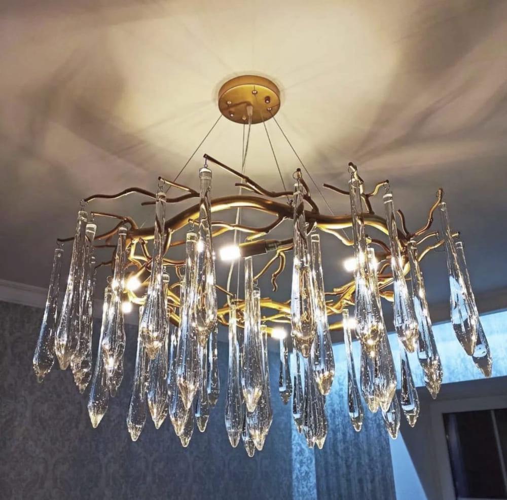 Люстра розкішна з скляними підвісами Ø 80 см (MD 5011 GD) - фото 1 Люстра розкішна з скляними підвісами Ø 80 см (MD 5011 GD) - фото 1