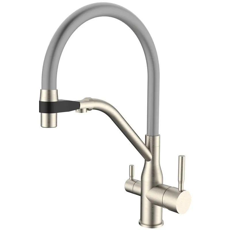 Смеситель для кухни MIXXUS Premium Gravity 021 с выходом для питьевой воды и гибким изливом Grey (MI6980) Смеситель для кухни MIXXUS Premium Gravity 021 с выходом для питьевой воды и гибким изливом Grey (MI6980)