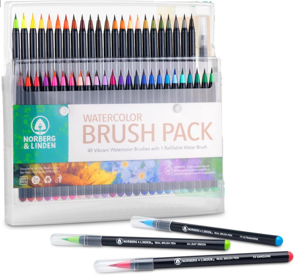 Набор акварельных маркеров Worison 48 цветов и кисточка