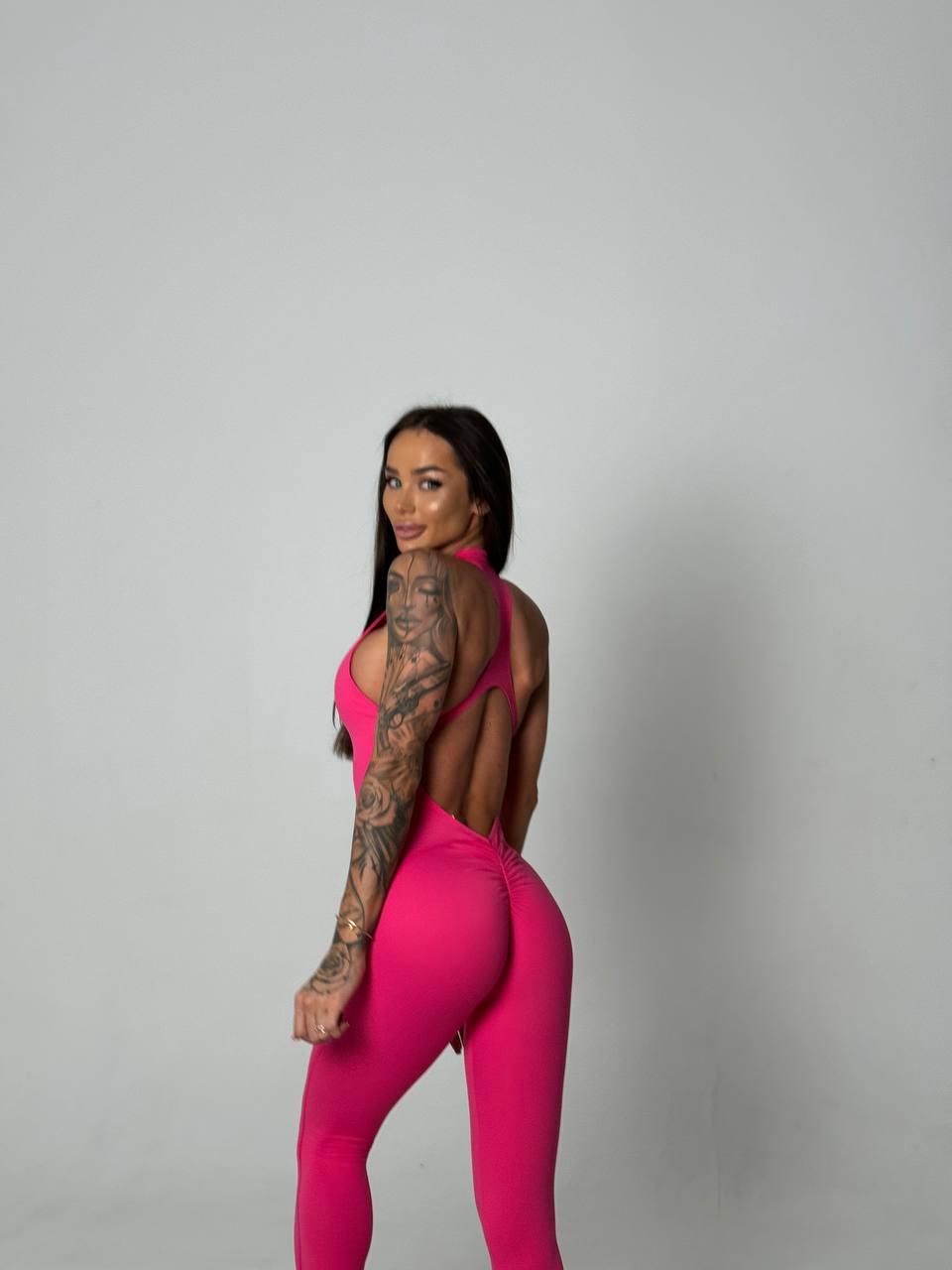 Комбинезон спортивный длинный с чашками и пуш-ап XL Малиновый (WH09XL) - фото 8 Комбинезон спортивный длинный с чашками и пуш-ап XL Малиновый (WH09XL) - фото 8