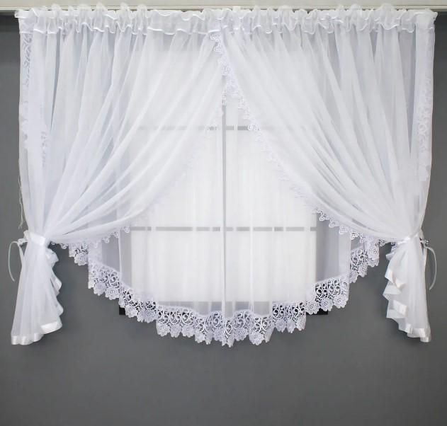 Занавеска арка шифон со шторками 400х150 см Белый (000к 51-164)