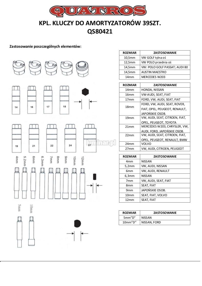 Комплект ключей для амортизаторов 39 шт. (QS80421) - фото 2
