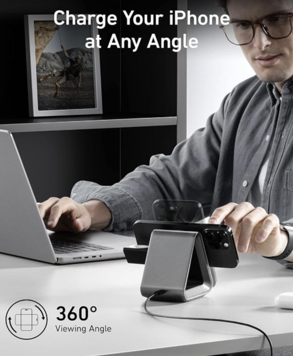 Зарядний пристрій Anker 737 MagGo Charger 3in1 Station з 15W Max Fast Charge з блоком живлення - фото 4 Зарядний пристрій Anker 737 MagGo Charger 3in1 Station з 15W Max Fast Charge з блоком живлення - фото 4