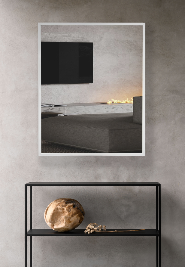 Дзеркало настінне CRYSTAL GLASS в пластиковій багетній білій рамі 800х1000 мм (С4578)