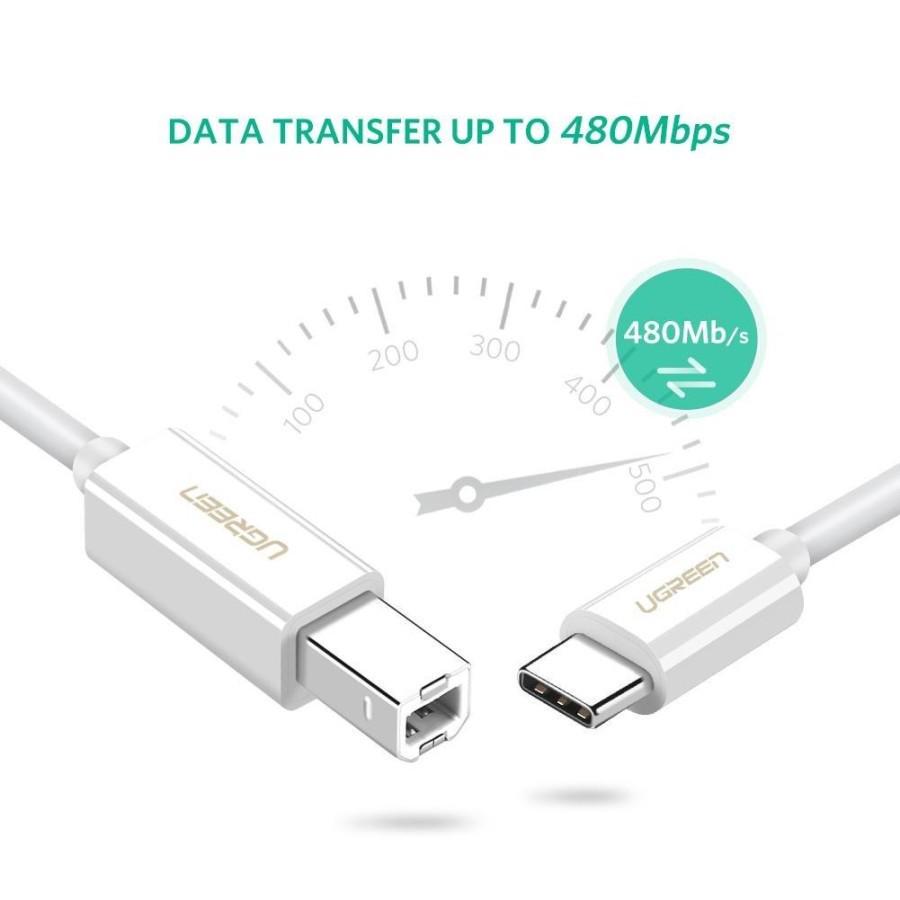 Кабель для принтера UGREEN Type-C-USB Type-B 2.0 480 Мбит/с USB-C на USB-B 1 м Белый (40560) - фото 5