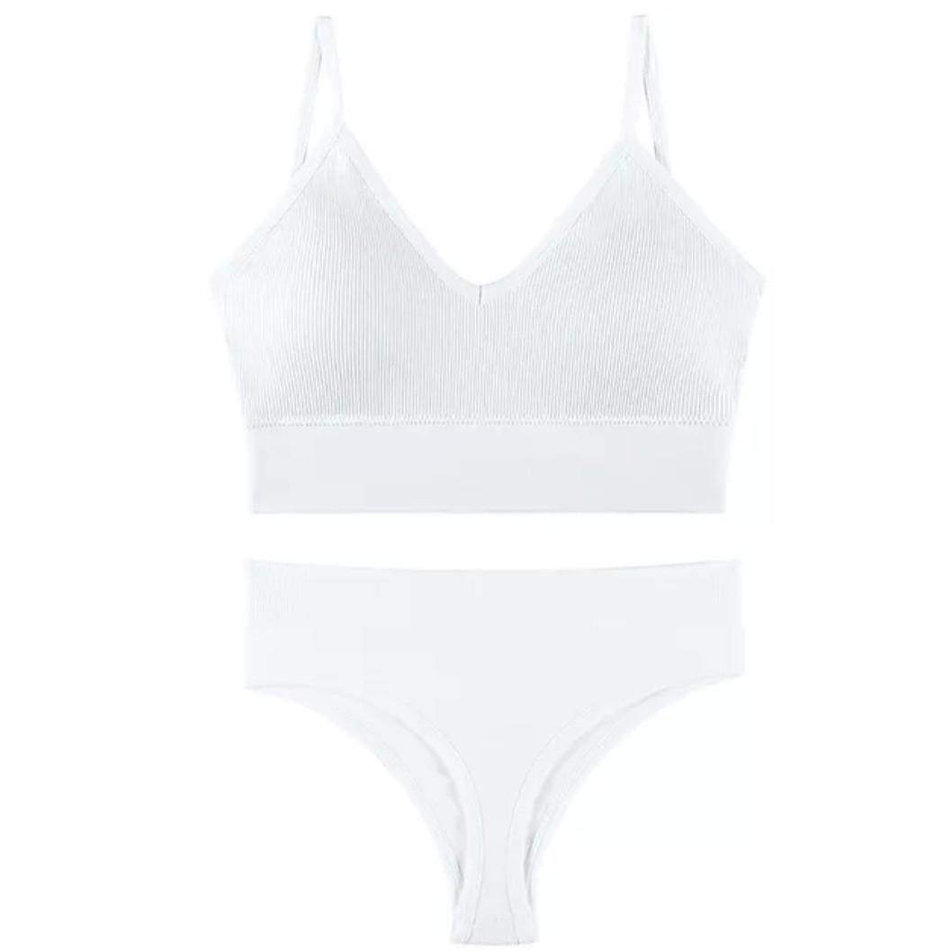 Комплект нижньої білизни в рубчик M/L Білий (1710516575) - фото 6 Комплект нижньої білизни в рубчик M/L Білий (1710516575) - фото 6