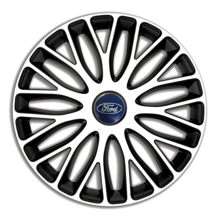 Колпаки для колес 4 Racing Mugello R14 c логотипом Ford 4 шт. White/Black