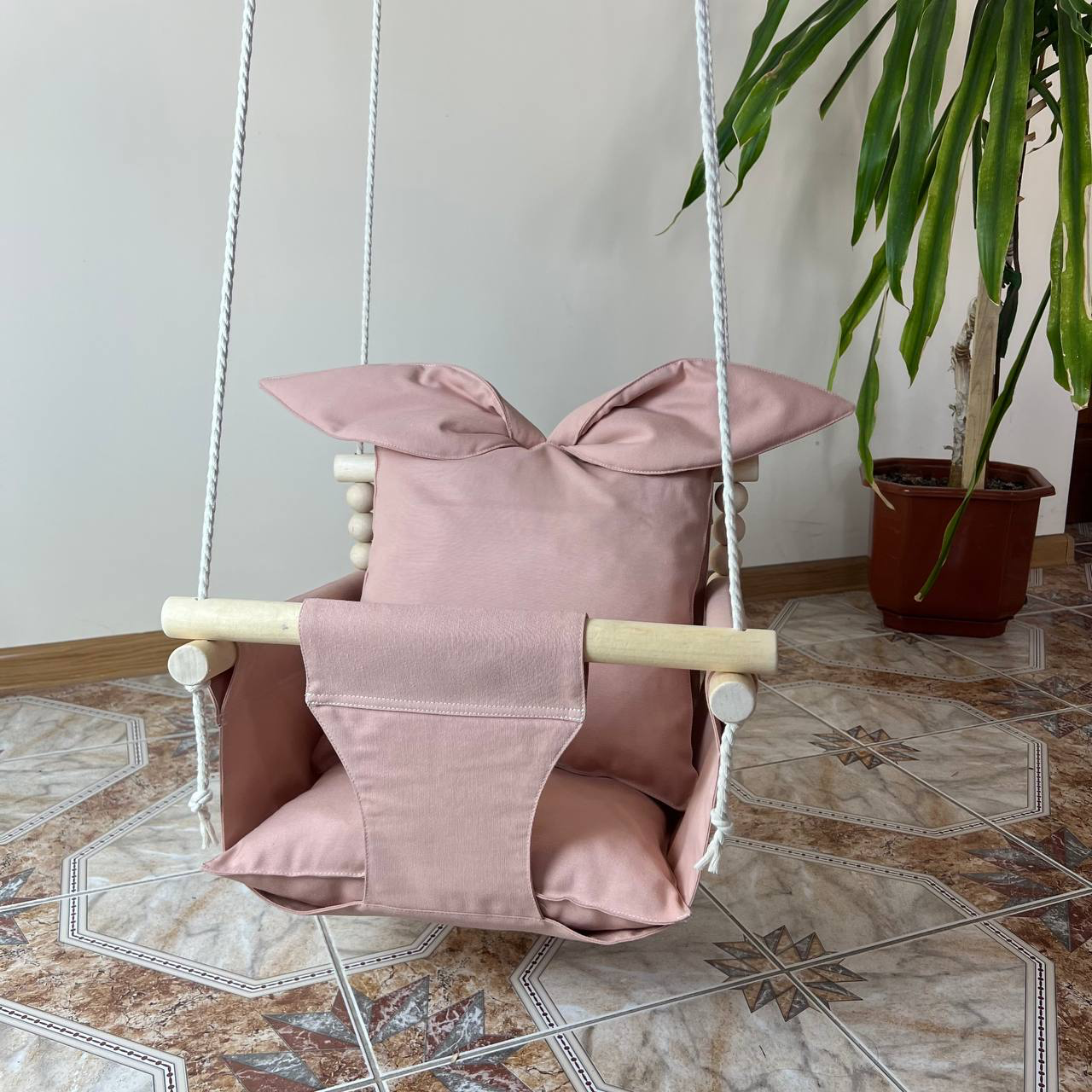 Подвесные детские качели Стандарт из водоотталкивающей ткани Персиковый (gs-8632)