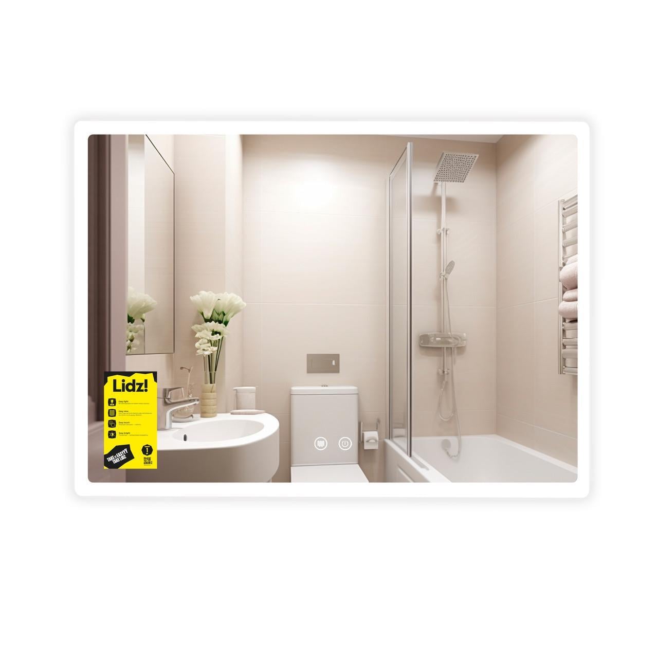 Зеркало Lidz Orion OR2 800х600 с LED-подсветкой Touch с антизапотеванием с димером регулировки яркости LDOR80060049294