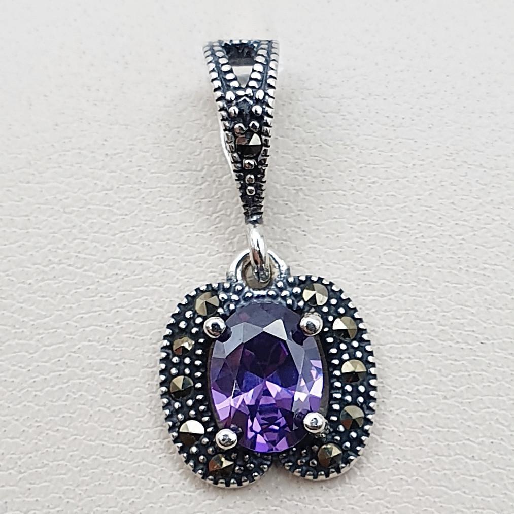 Серебряный кулон с аметистом и марказитом 1,94 г (2730912828)