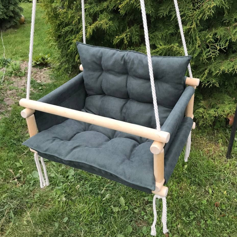 Дитяча гойдалка підвісна Джуніор з мікровелюру Зелений (gs-8556) - фото 1 Дитяча гойдалка підвісна Джуніор з мікровелюру Зелений (gs-8556) - фото 1