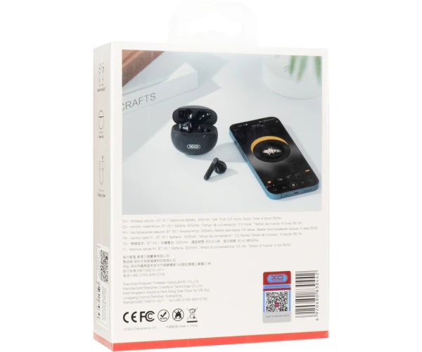 Навушники бездротові Bluetooth XO X13 Magic Ring TWS BT 5,1/300 mAh Black - фото 2