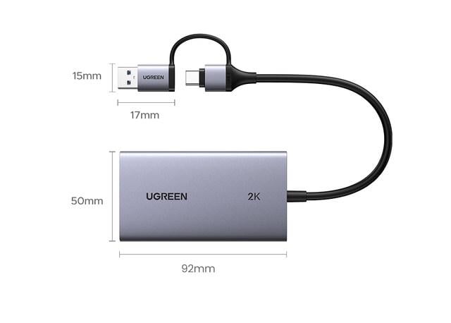 Переходник USB-A/C на HDMI Ugreen /форматы YUY2/MJPEG Grey (99287) - фото 3