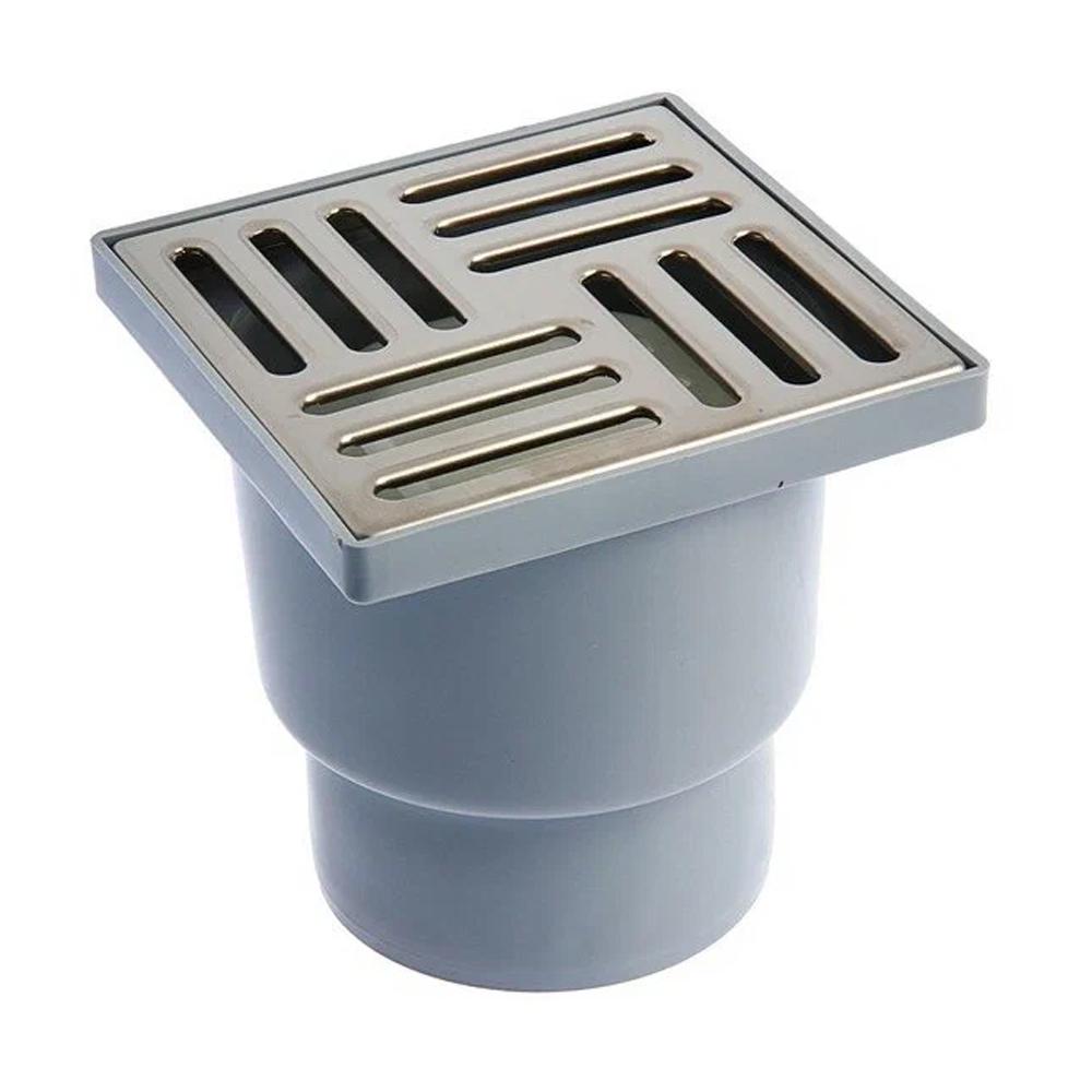 Трап Анипласт ТА1212 вертикальный не регулируемый с нержавеющей решеткой 15х15 см D 110 мм (323545)