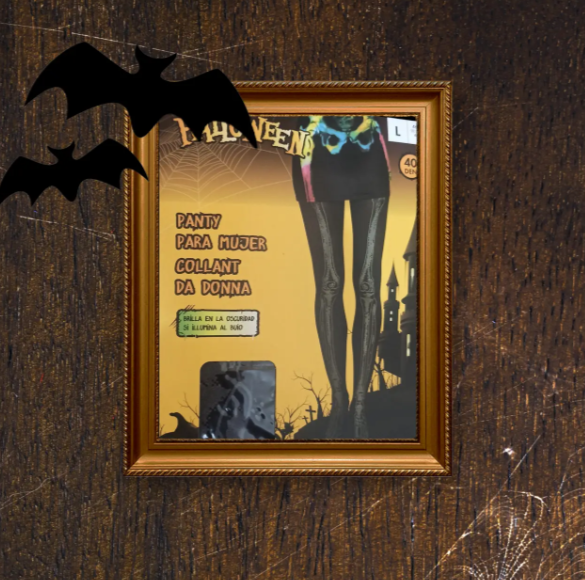 Колготки на Хэллоуин фосфорные 40 den р. 42-44 Черный (28725231) - фото 4