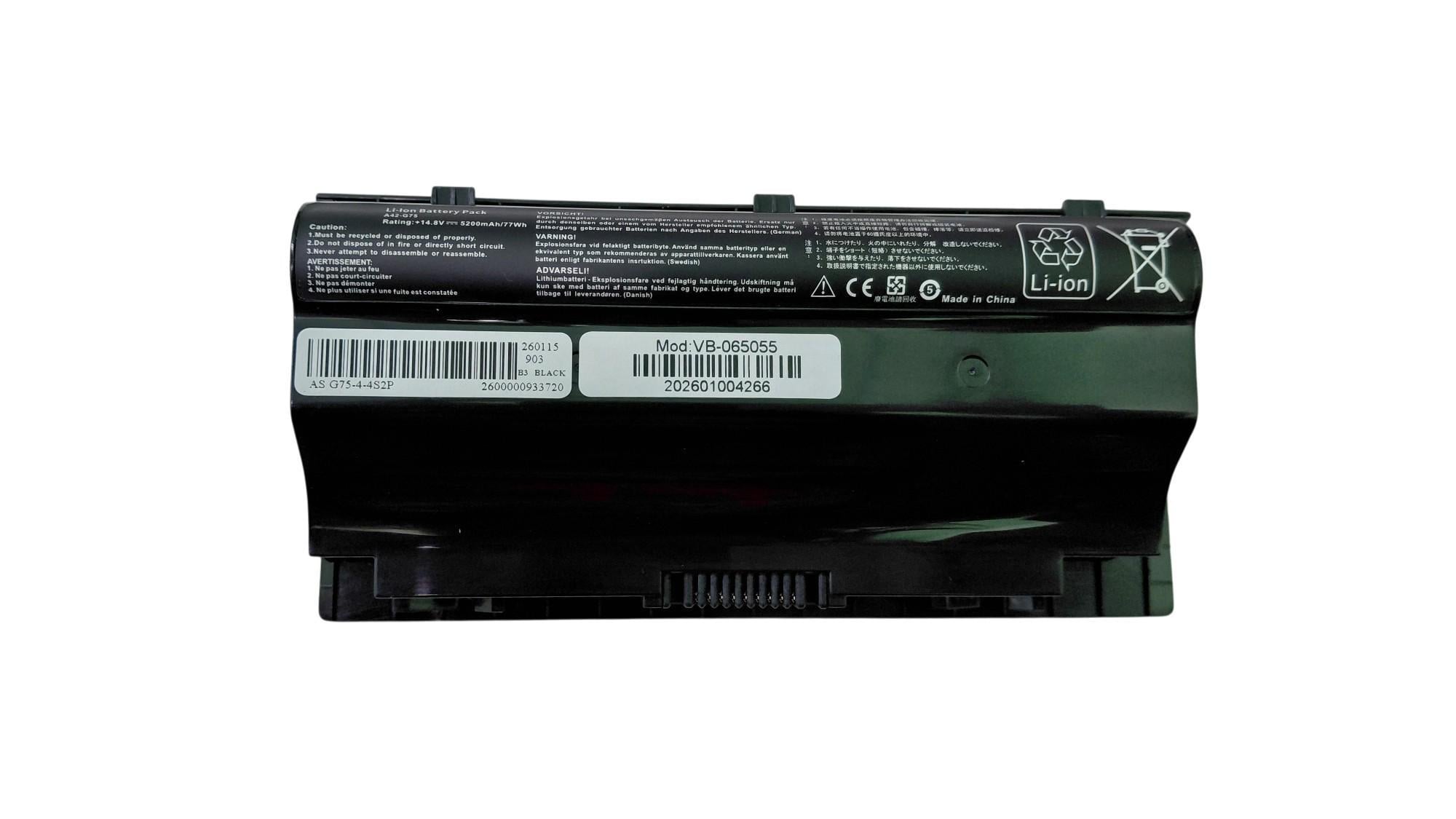 Аккумулятор для ноутбука Asus A42-G75 G75 14,8V 5200 mAh OEM Black (065055)