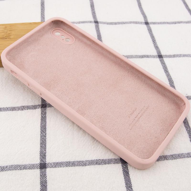 Противоударный чехол Silicone Case Square Full Camera Protective (AA) для Apple iPhone XS / X (5.8") Розовый / Pink Sand - фото 3