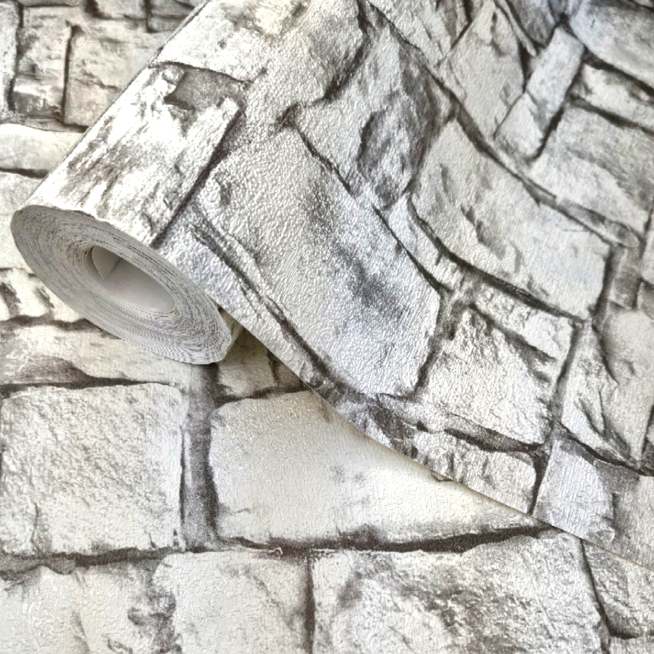 Обои виниловые Славянские обои 332-10 под камень/для кухни/гостиной/спальни/коридора 10x0,53 м Серый (2501075176)