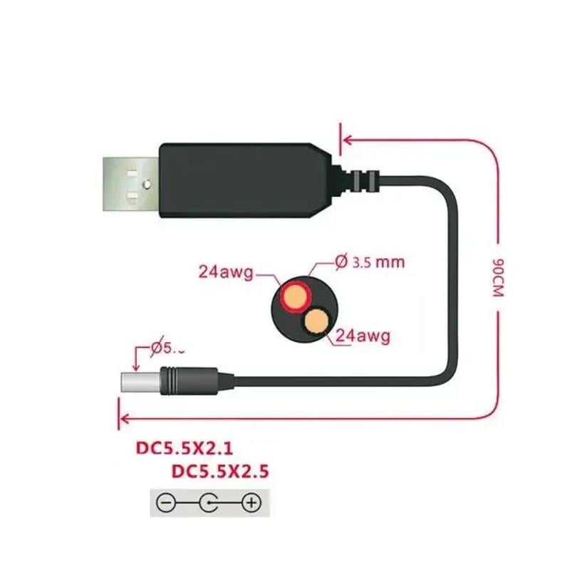 Кабель USB для роутера с преобразователем напряжения с 5 V на 12 V (9276039) - фото 3