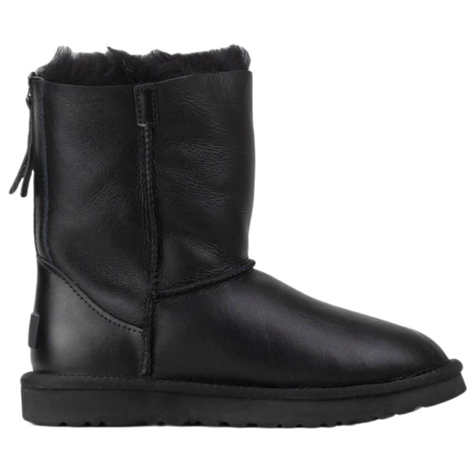 Уггі жіночі UGG Australia Black Leather Zipper р. 36 Чорний (7580)