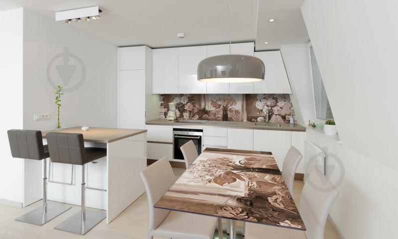 Наклейка виниловая на стол Zatarga «Картина пионы ретро кирпичи» 600х1200 мм Z180361st