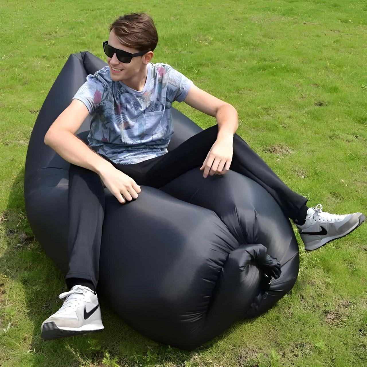 Лежак надувной Lamzac X-2 MAX двухслойный 200х90х70 см до 200 кг Черный (TM001311) - фото 8