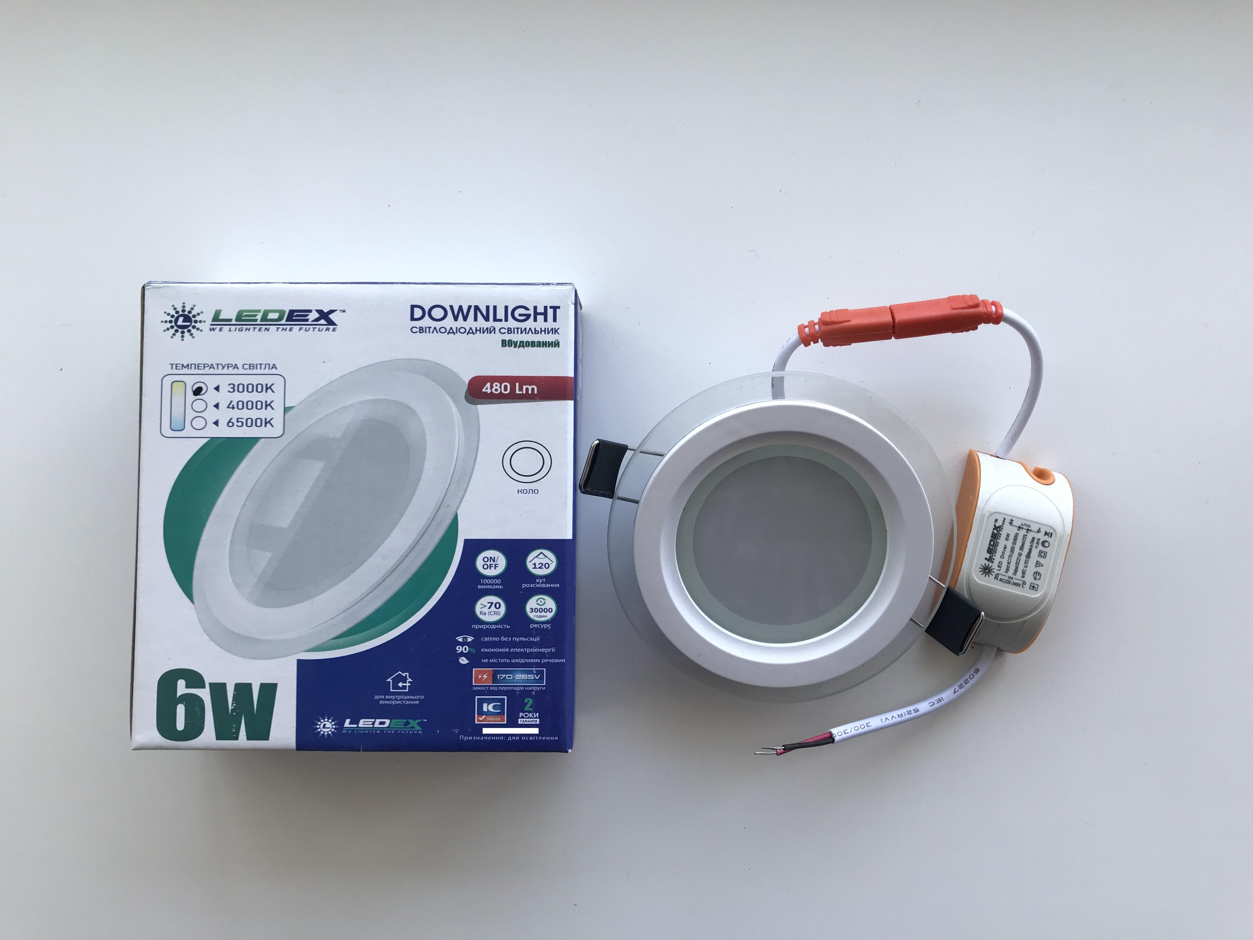 Світильник світлодіодний врізний коло Ledex 6 Вт 3000K Тепле жовте світло (102957)