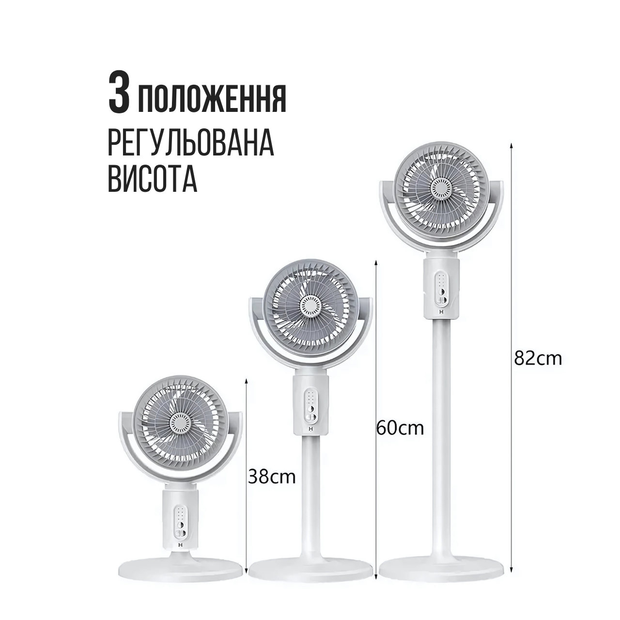 Вентиляторинновационный беспроводной 3в1 с пультом 5 скоростей 8 режимов таймера регулируемая высота аромадиффузор Type-C Белый (4825569415) - фото 2