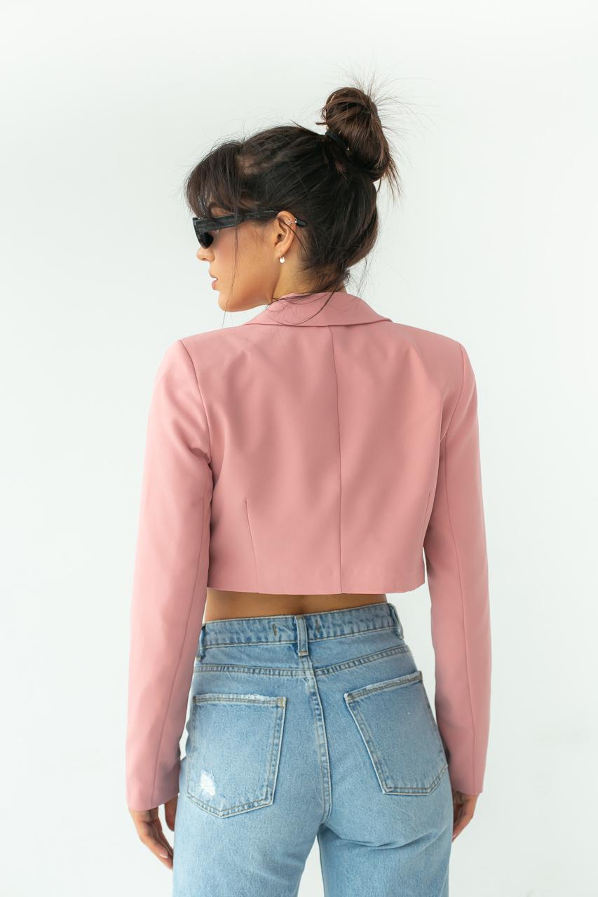 Жакет укороченный прямого фасона CLABFRENDY р. 40 Пудровый (9527878) - фото 2