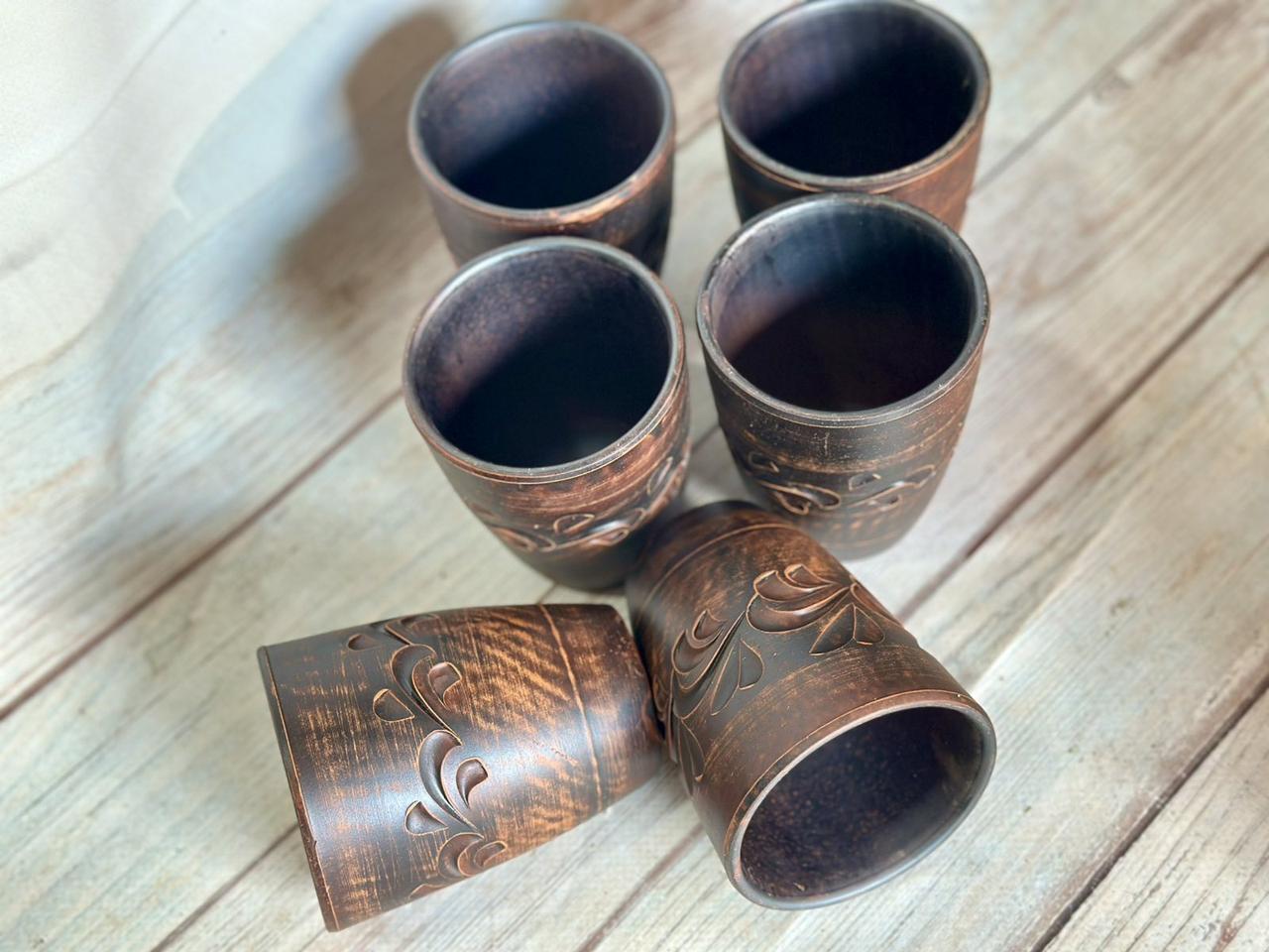 Набір склянок глиняних з декором 6 шт. 300 мл (2700352222) - фото 3