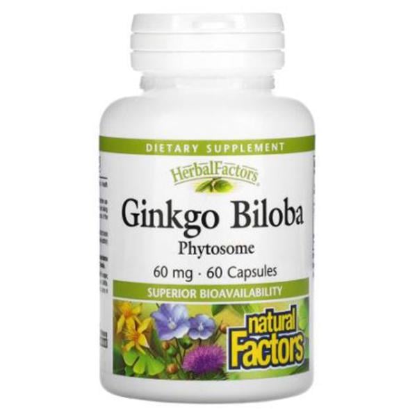 Комплекс для профилактики работы мозга Natural Factors Herbal Factors Ginkgo Biloba Phytosome 60 капс. (000027063)