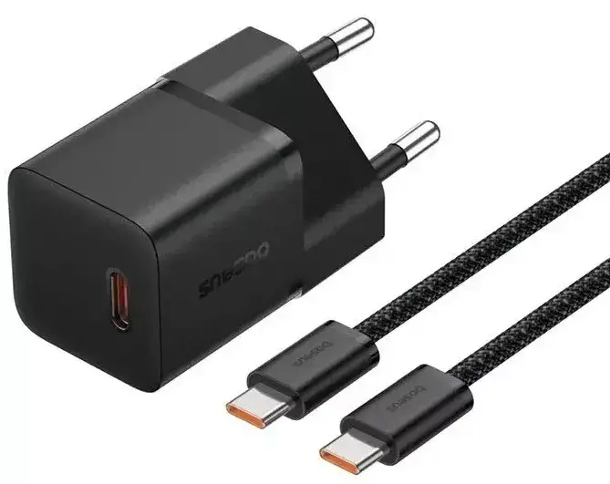 Зарядное устройство сетевое BASEUS GaN5 Fast Charger mini Type-C 20W/Cable Type-C to Type-C P10110900113-00 Black