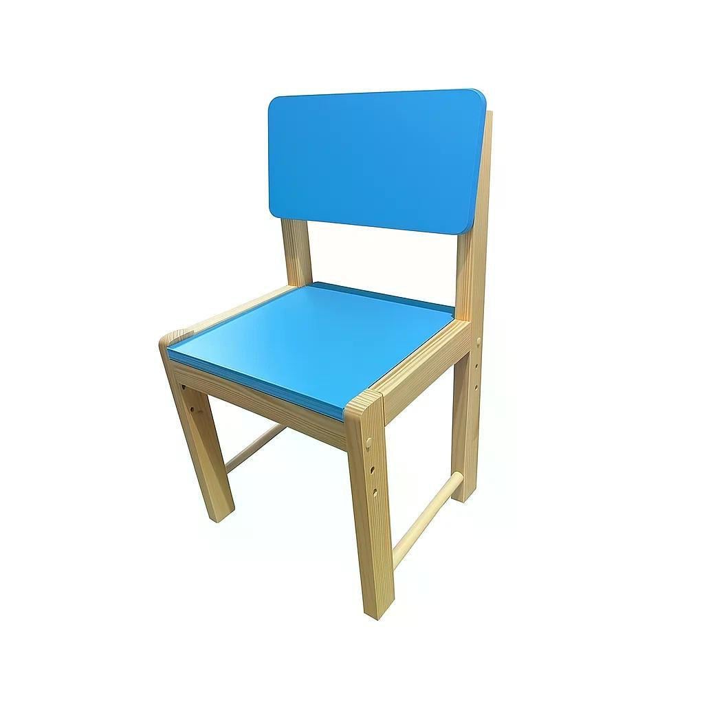 Стілець дитячий дерев'яний регульований в дитячий садок сосна Синій