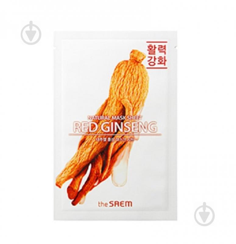 Тканинна маска для обличчя з екстрактом червоного женьшеню Saem Natural Mask Sheet Red Ginseng 21 мл (8806164136447)