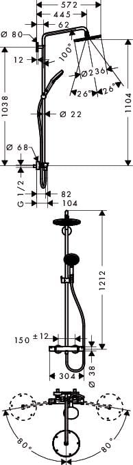 Душевая система с термостатом Hansgrohe RAINDANCE SELECT S SHOWERPIPE 27115000 - фото 2