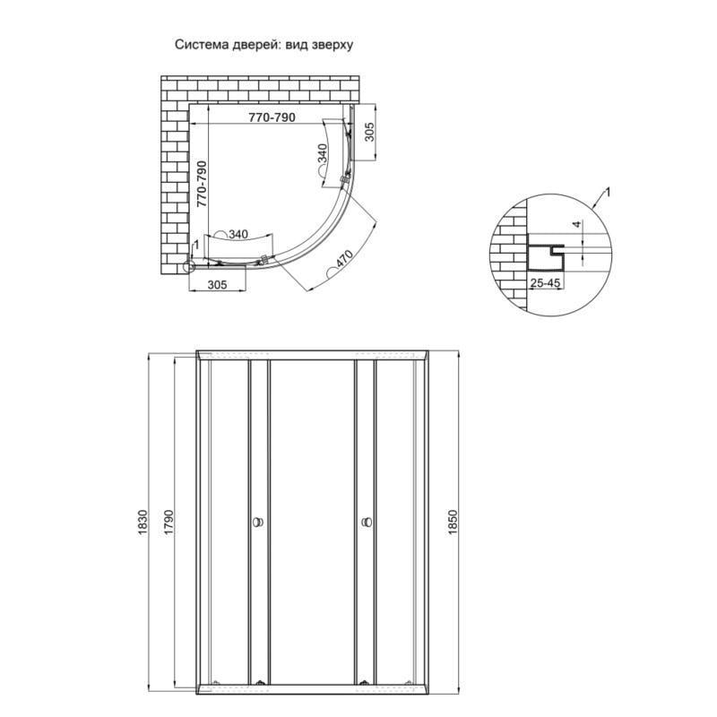 Душова кабіна Lidz Latwa SC80x80.SAT.LOW.GR скло тоноване 4 мм без піддона (2622384727) - фото 2