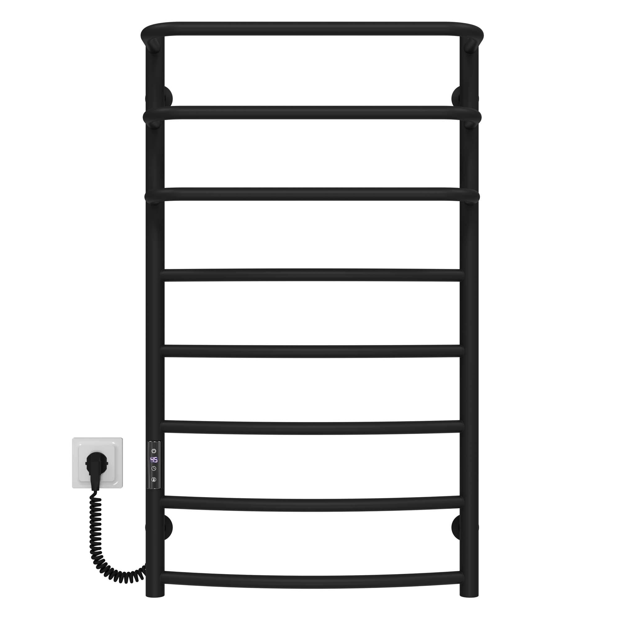 Рушникосушарка електрична Deffi Каскад Дуга П8 JD03 ліве підключення нержавіюча сталь 500x900 мм Чорний (C.KD.90.50.8.E.B.L.1)