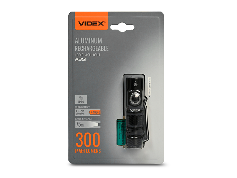 Ліхтарик портативний світлодіодний Videx VLF-A351 300Lm 5000K (9299)