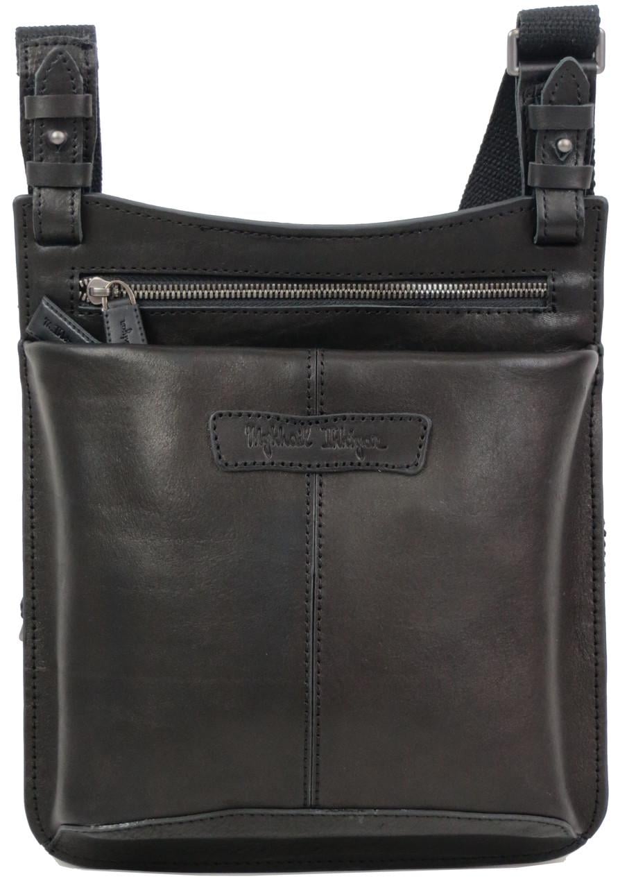 Сумка наплечная мужская кожаная Mykhail Ikhtyar 45041 Черный
