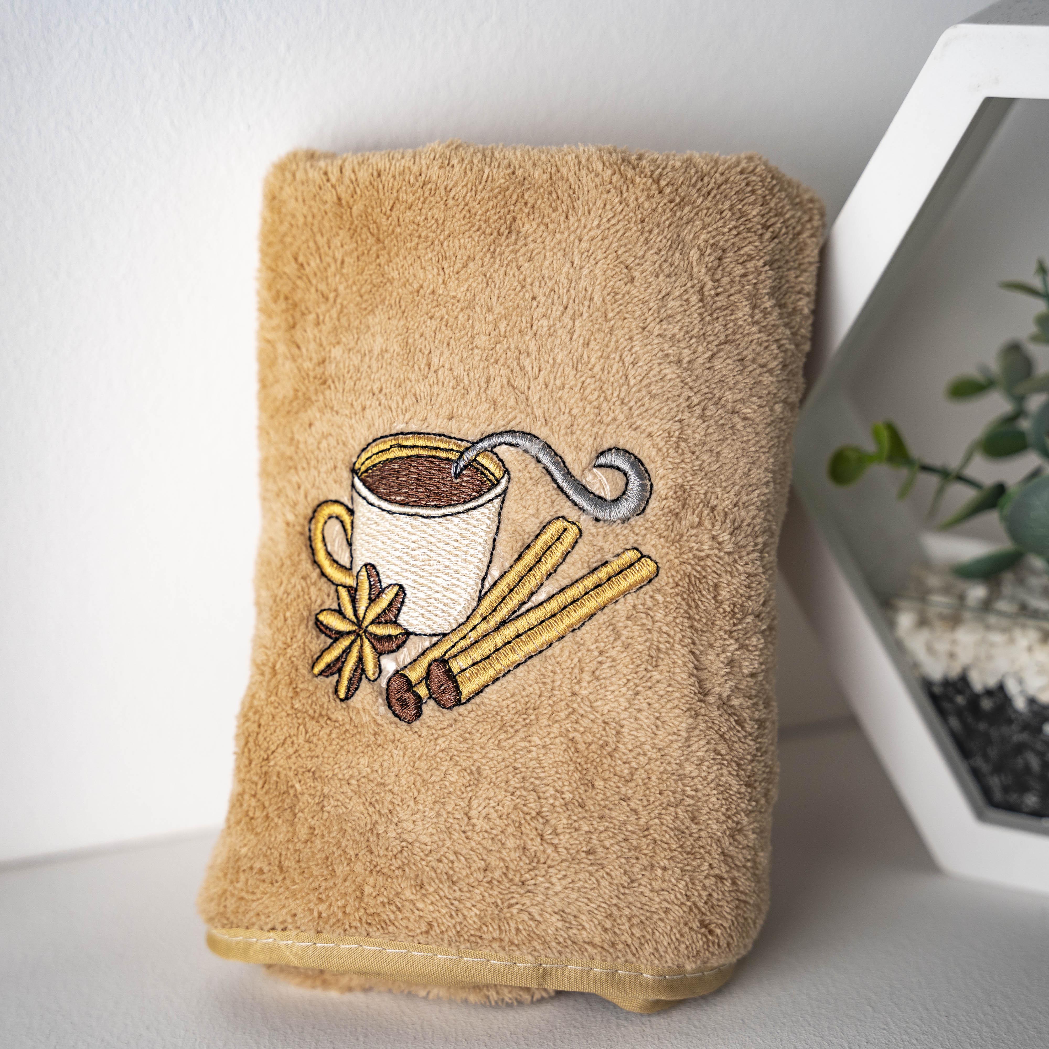 Кухонное полотенце с кофе 35х75 см Бежевый (88796)